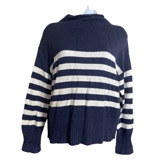 Truth By Republic Sweater Womens  XS  Viscose Blend Striped Navy Blue White - Picture 1 of 6